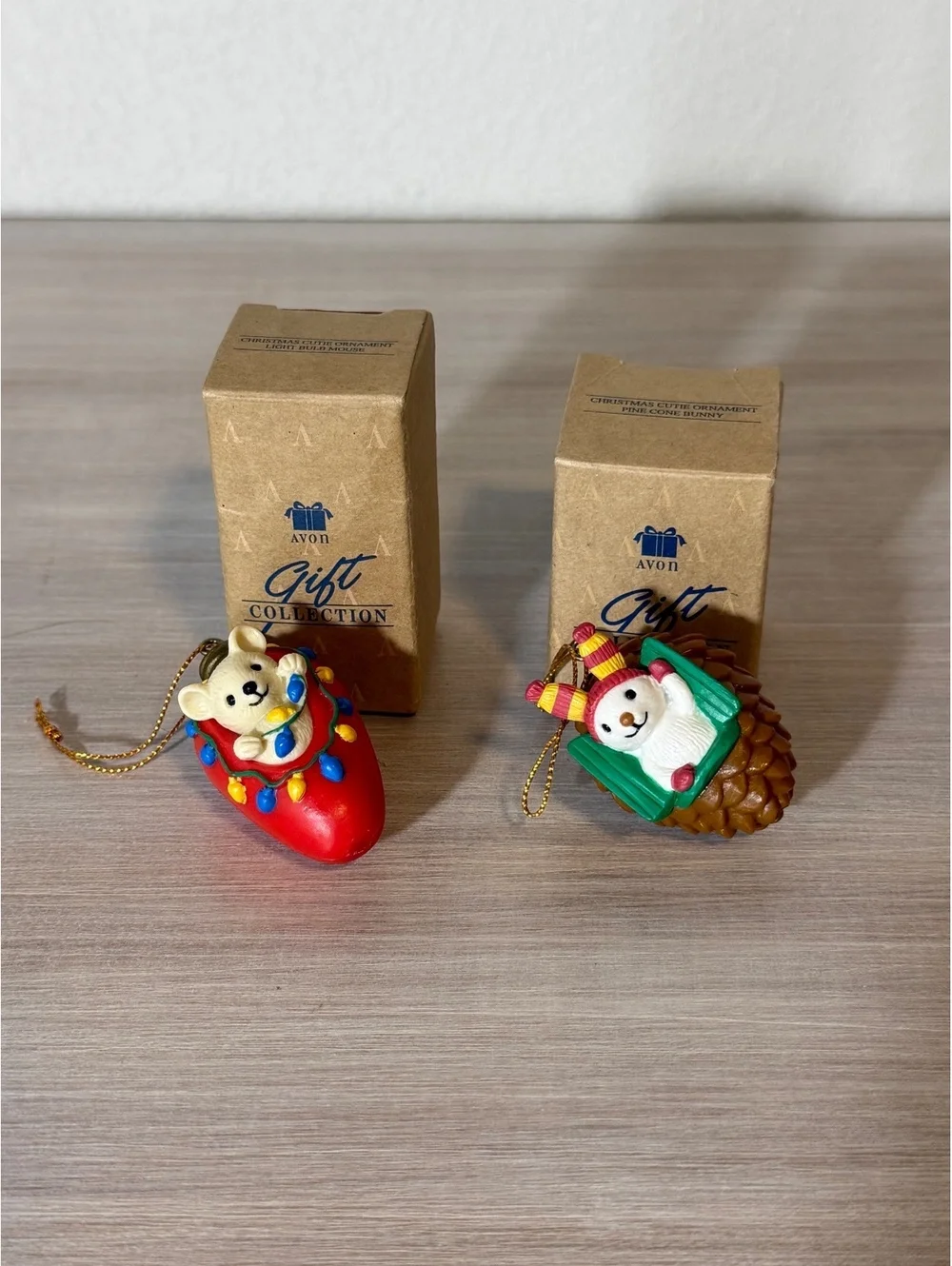 Avon Gift Collection Christmas Cuties Ornament bunny and mouse